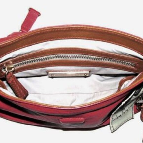 Olivia Harris Fire Engine Red St Jean Leather X-body & Dust Bag Nwt - Picture 6 of 9